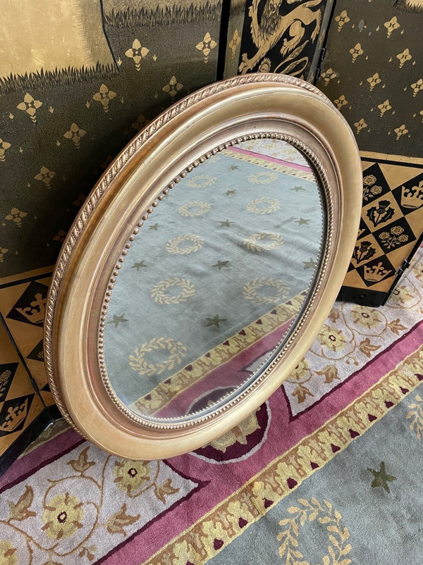 Louis XVI Oval Gold Leaf Mirror