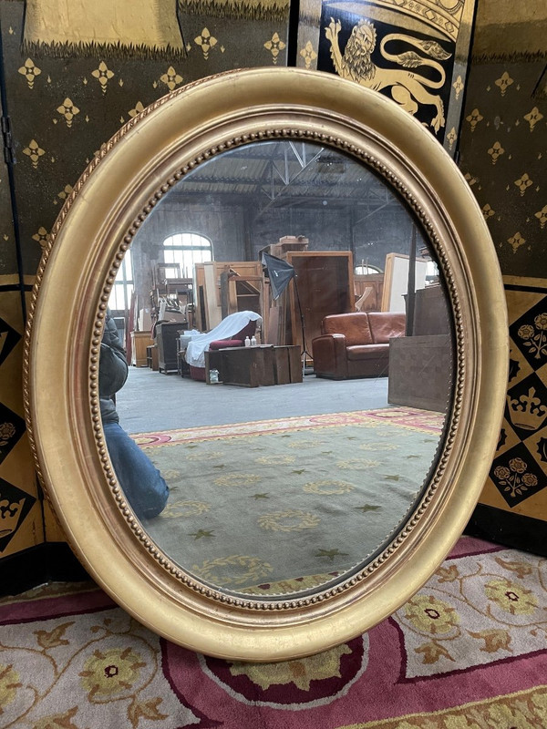 Louis XVI Oval Gold Leaf Mirror