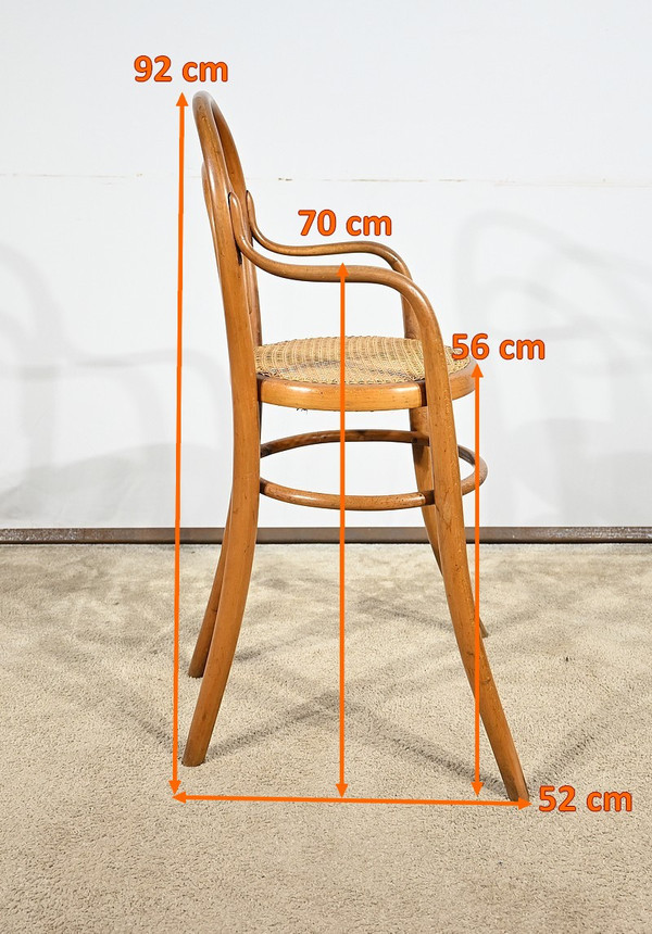 Kinderhochstuhl aus gebogener Buche, gestempelt Thonet – Anfang des 20. Jahrhunderts