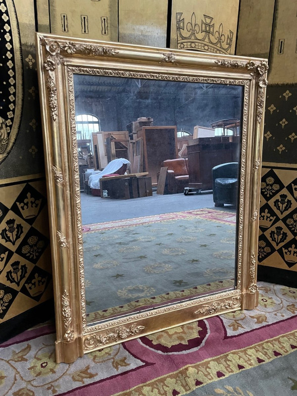 Trumeau Napoleon III Mirror Gilded With Gold Leaf