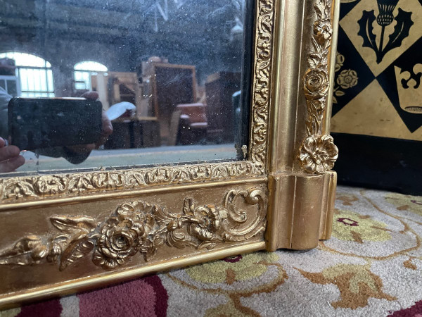 Trumeau Napoleon III Mirror Gilded With Gold Leaf