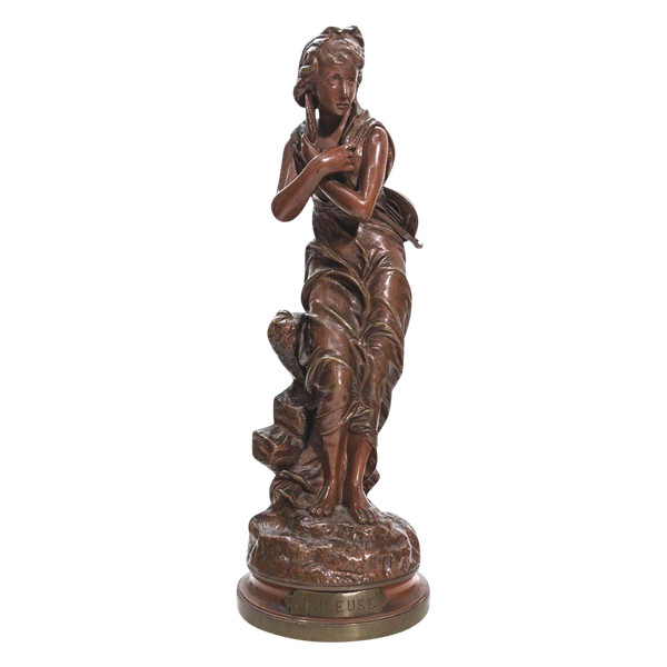 La Frileuse By Eutrope Bouret Bronze with Chocolate Patina