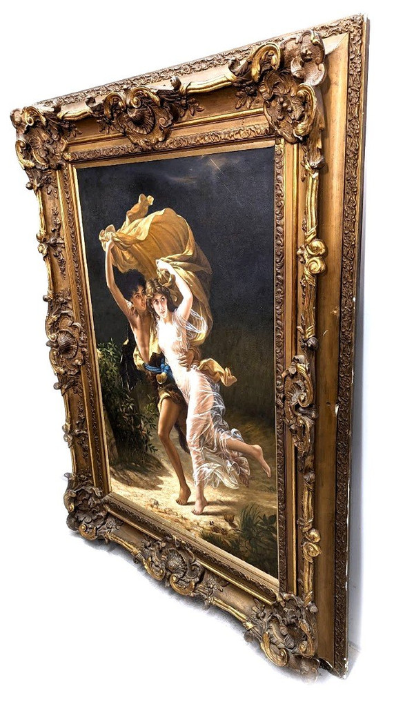 Huile Sur Toile Copie De l'Orage De Pierre Auguste Cot  Dans Un Très Joli Cadre à Oreilles