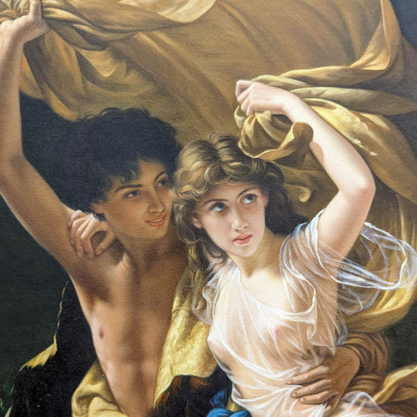 Huile Sur Toile Copie De l'Orage De Pierre Auguste Cot  Dans Un Très Joli Cadre à Oreilles