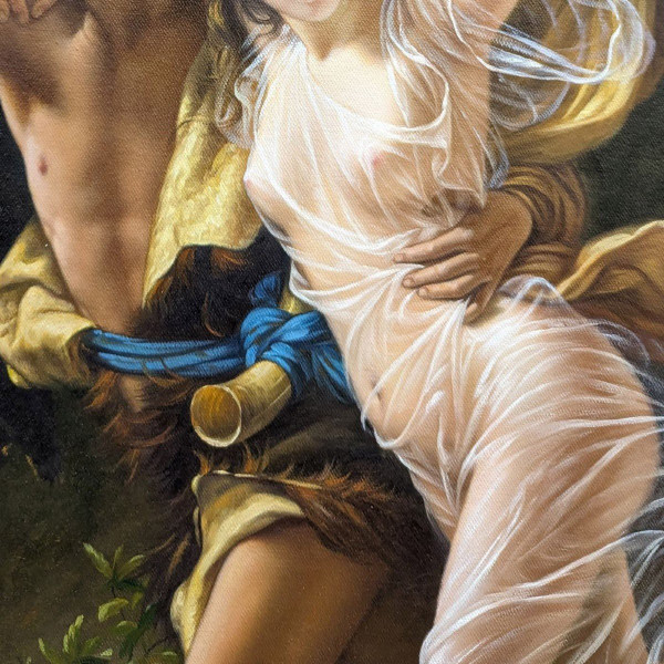 Huile Sur Toile Copie De l'Orage De Pierre Auguste Cot  Dans Un Très Joli Cadre à Oreilles