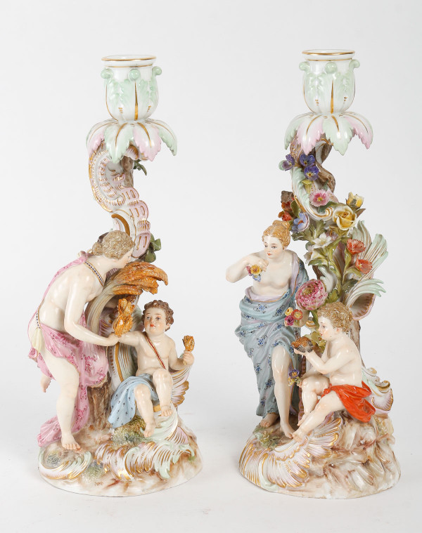 MEISSEN PAIR OF CANDLE HOLDERS LATE 19TH CENTURY