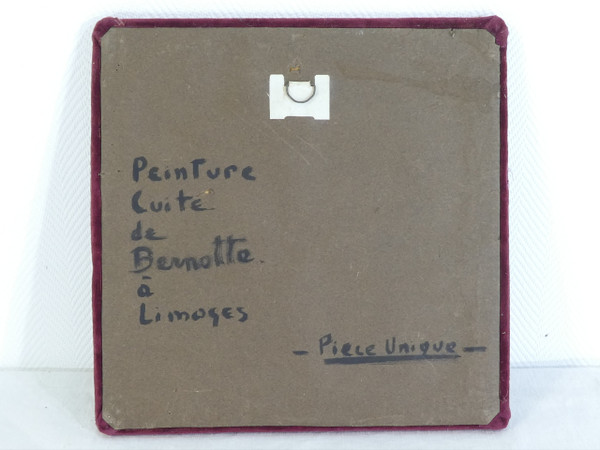 PIERRE BERNOTTE LIMOGES Painted ceramic tile Unique piece 1/1 dated 1966