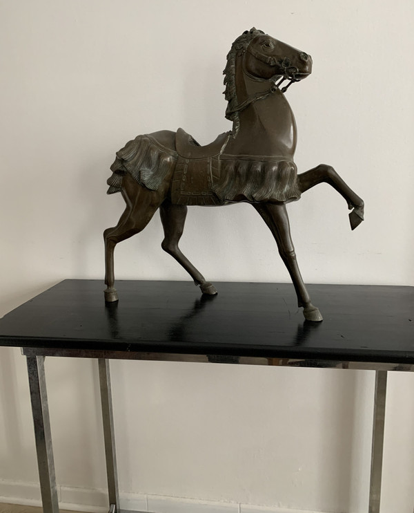 Large 18th Century Bronze Horse Forming Perfume Burner