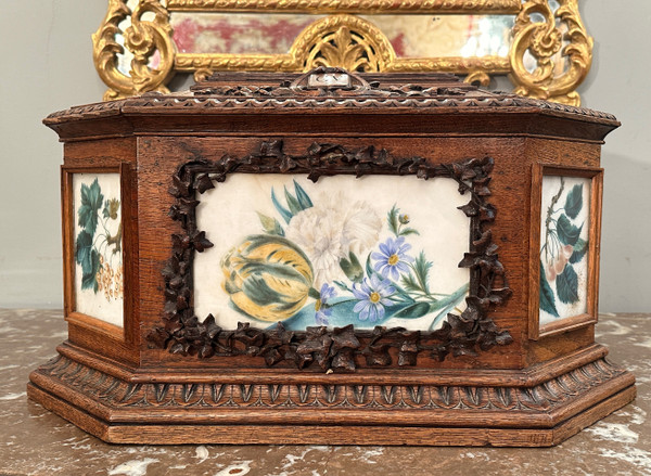 Viardot Frères Et Cie, Rare Carved Wooden Box Napoleon III Period Circa 1850