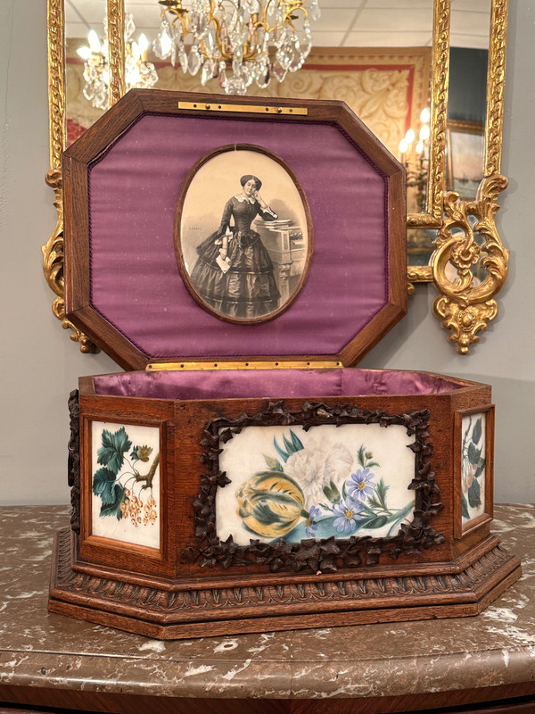 Viardot Frères Et Cie, Rare Carved Wooden Box Napoleon III Period Circa 1850