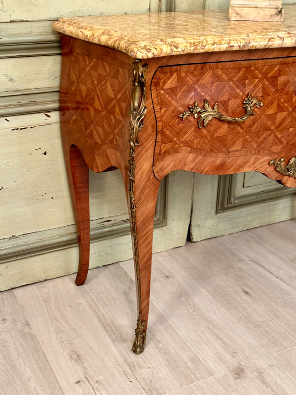 Louis XV Style Wig Chest In 19th Century Marquetry