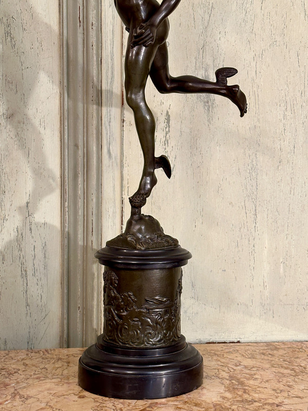 Jean De Bologne After, Pair Of Mercury Bronze Sculptures Renowned 19th Century (H82cm)