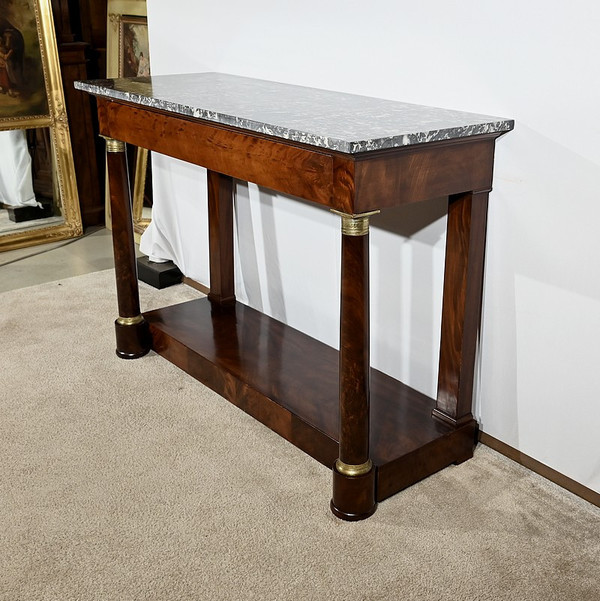 Burl Mahogany Console, stamped Ringer, Faubourg Saint Antoine, Empire period – Early 19th century