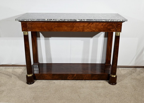 Burl Mahogany Console, stamped Ringer, Faubourg Saint Antoine, Empire period – Early 19th century