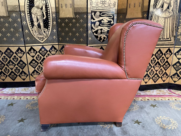 Armchair - Bergère Club En Cuir 1960