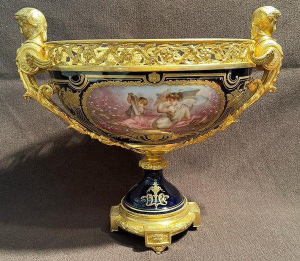 Sèvres Porcelain Cup Mounted Gilt Bronze