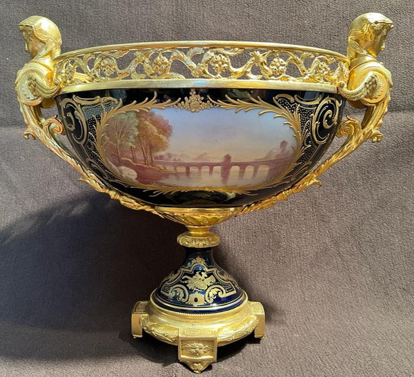 Sèvres Porcelain Cup Mounted Gilt Bronze