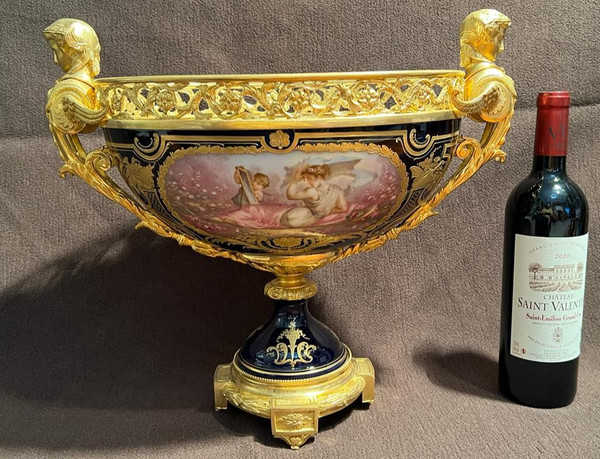 Sèvres Porcelain Cup Mounted Gilt Bronze