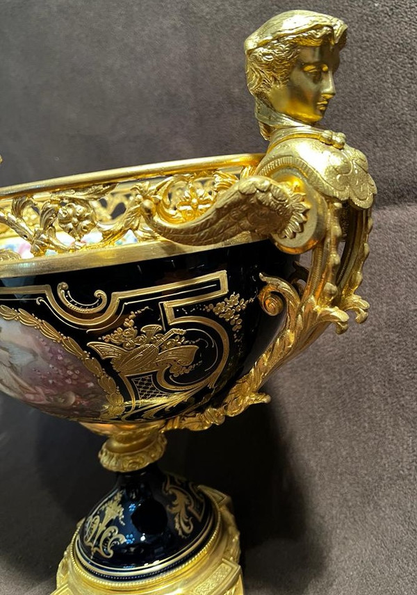 Sèvres Porcelain Cup Mounted Gilt Bronze