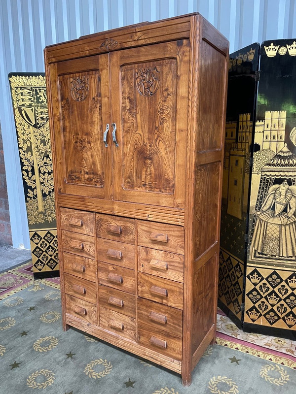 Art Deco Elm Sideboard - Craft cabinet with drawers