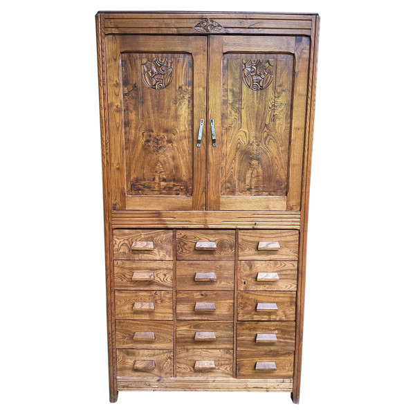 Art Deco Elm Sideboard - Craft cabinet with drawers