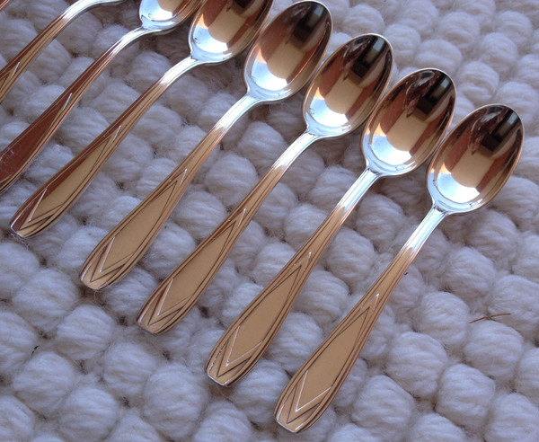 12 teaspoons/mocha in silver metal silversmith S.F.A.M