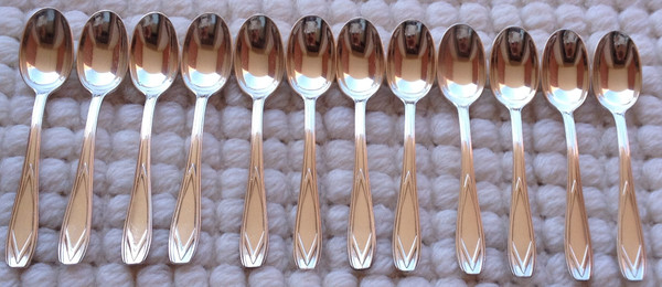 12 teaspoons/mocha in silver metal silversmith S.F.A.M