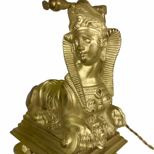 Sphinxlampe aus vergoldeter Bronze