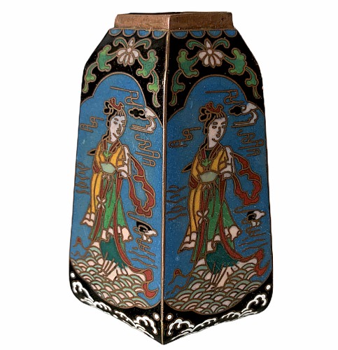 Sechseckige Vase aus Cloisonné-Emaille-Porzellan