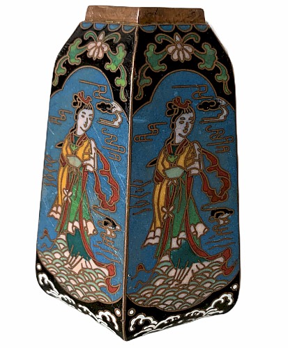 Sechseckige Vase aus Cloisonné-Emaille-Porzellan