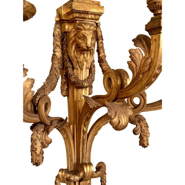 Jean-Joseph De Saint-germain, Important Louis XVI Period Gilt Bronze Wall Lamp Circa 1770