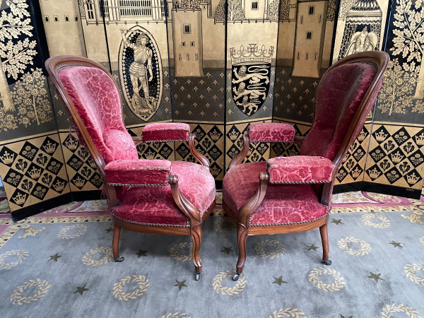 Pair Of Louis Philippe Period Armchairs With Rack And Pinion