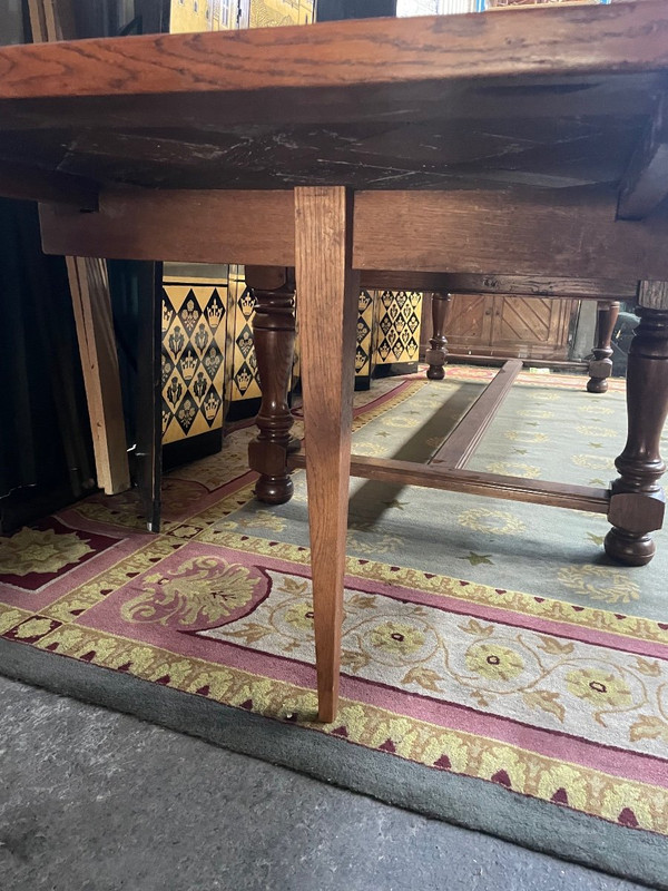 Table De Ferme En Chêne à Plateau Parqueté Et Allonges 490 Cm