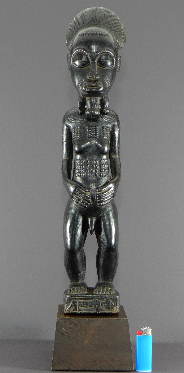 Côte d'Ivoire, Peuple Baoulé, Vers 1950, Grande Statue "waka Sona", Idéal Masculin De Beauté.