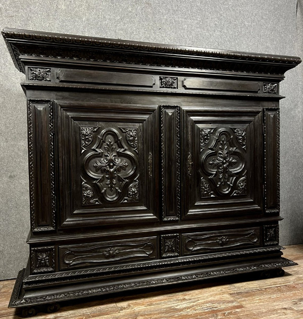 sideboard or valet cabinet in blackened wood Renaissance style circa 1850