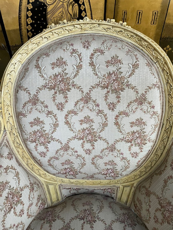 Pair of Louis XVI style bergere armchairs