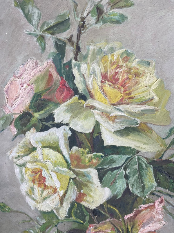 Paire D’huiles  « Bouquets de roses » 1900