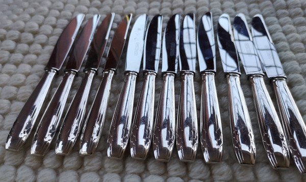 12 dessert/dessert knives silver metal handle goldsmith APOLLO