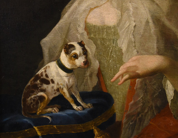 Ritratto di nobildonna con cagnolino, Louis Michel van Loo (Toulon 1707– Parigi 1771)