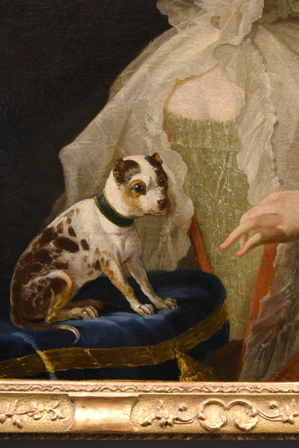 Ritratto di nobildonna con cagnolino, Louis Michel van Loo (Toulon 1707– Parigi 1771)