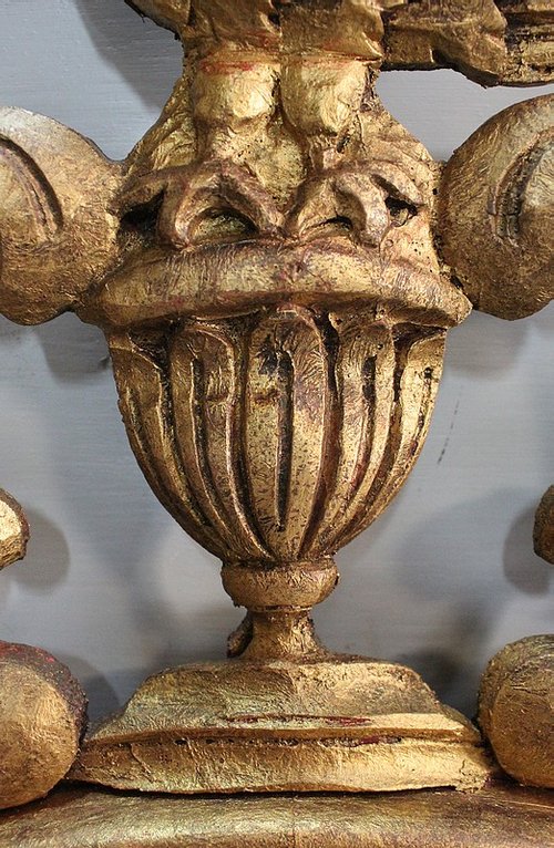 Old-fashioned Golden Wood Witch Mirror - Late 19th Century