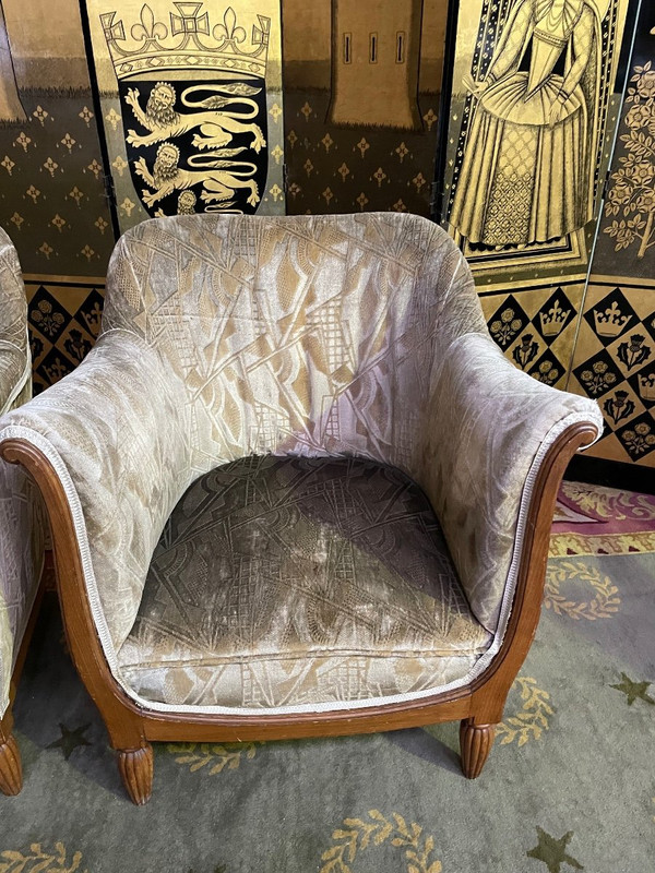 Pair of Bergère Armchairs Art Deco Period