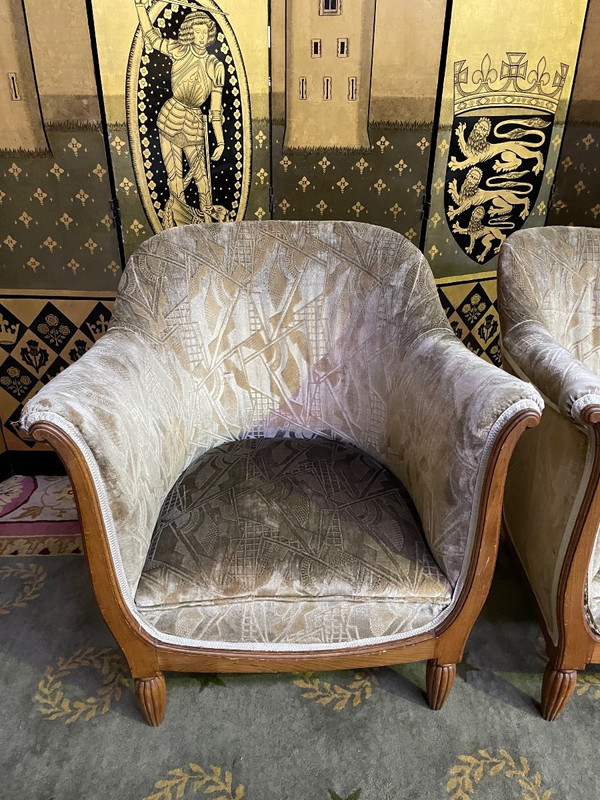 Pair of Bergère Armchairs Art Deco Period