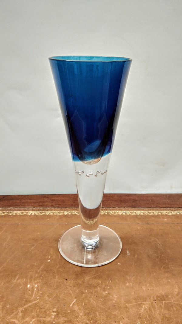 Blue crystal vase