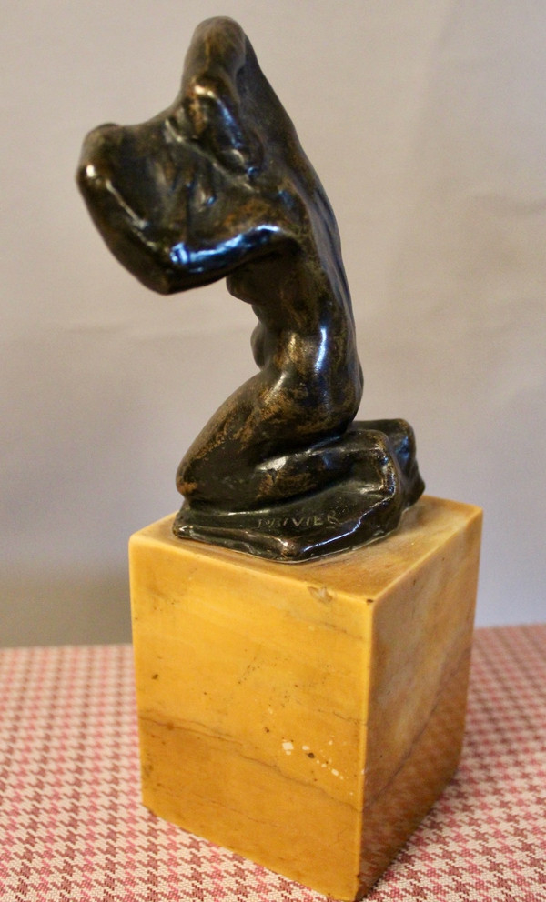 Bronze By Léon Ernest Drivier "Bather Tying Her Hair"