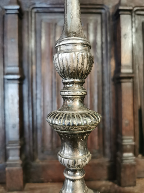 pair of 19th century silvered bronze candlesticks