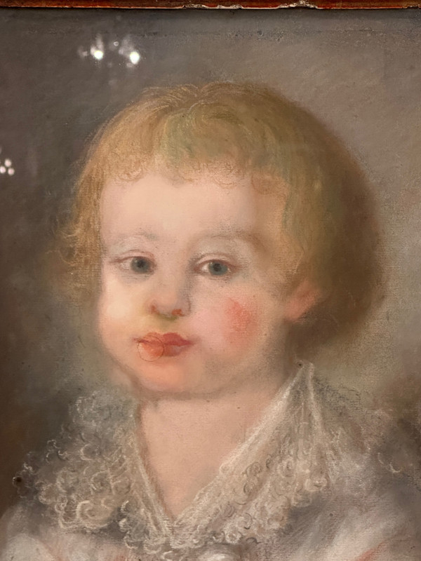 18th Century School, Pastel Portrait of a Child Signed and Dated 1789