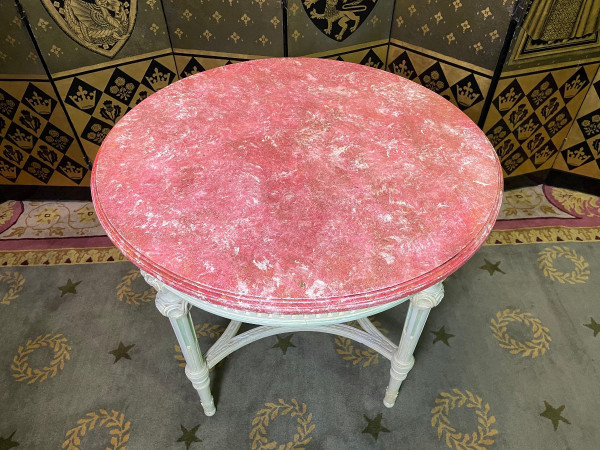 Louis XVI Style Pedestal Table Faux Marble