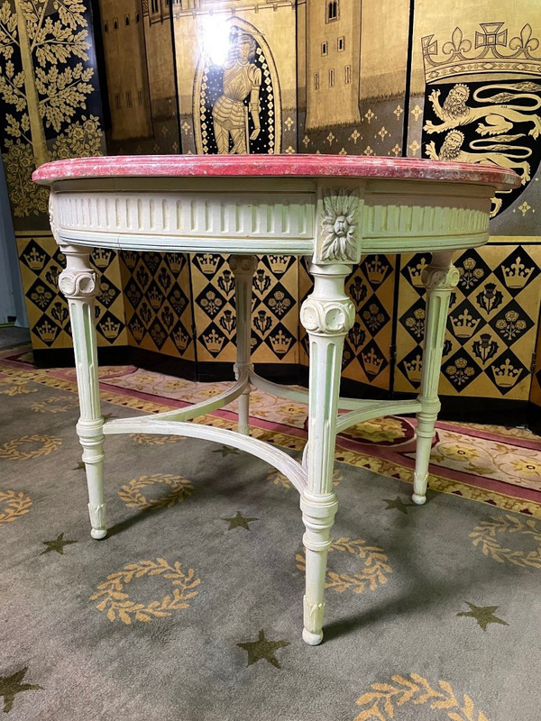 Louis XVI Style Pedestal Table Faux Marble