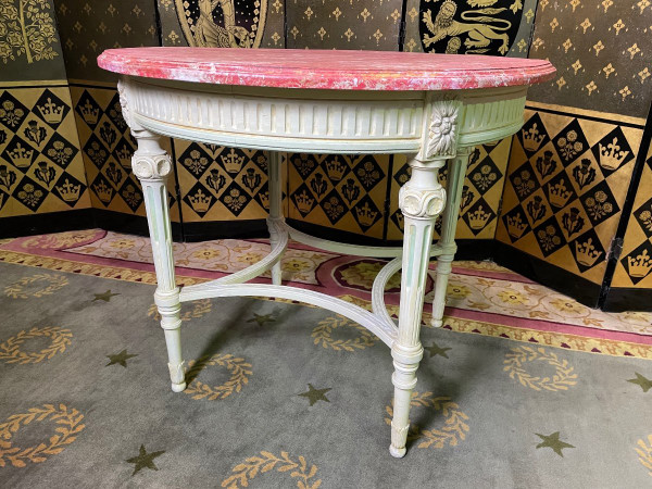 Louis XVI Style Pedestal Table Faux Marble